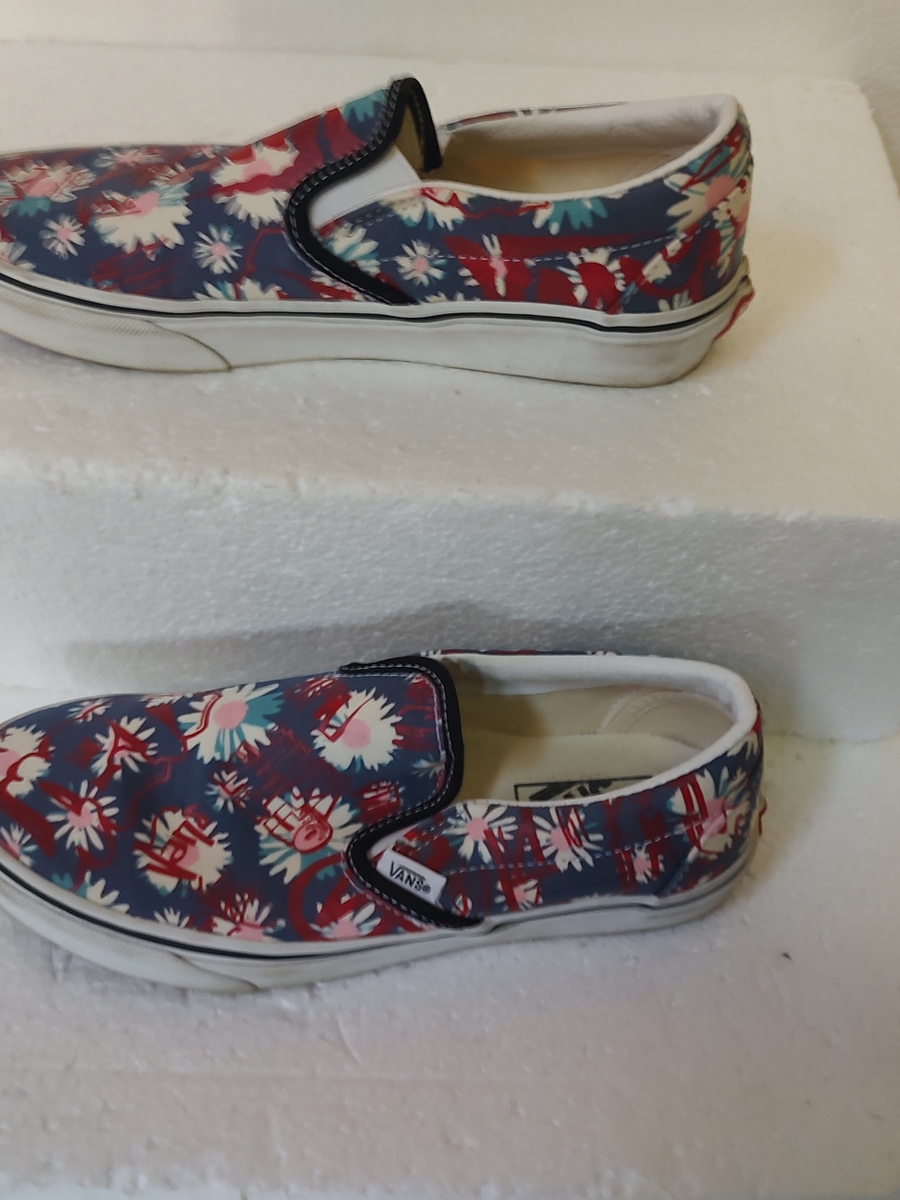 Vans Kids Slip-On Floral Print Sneakers - Navy/Red